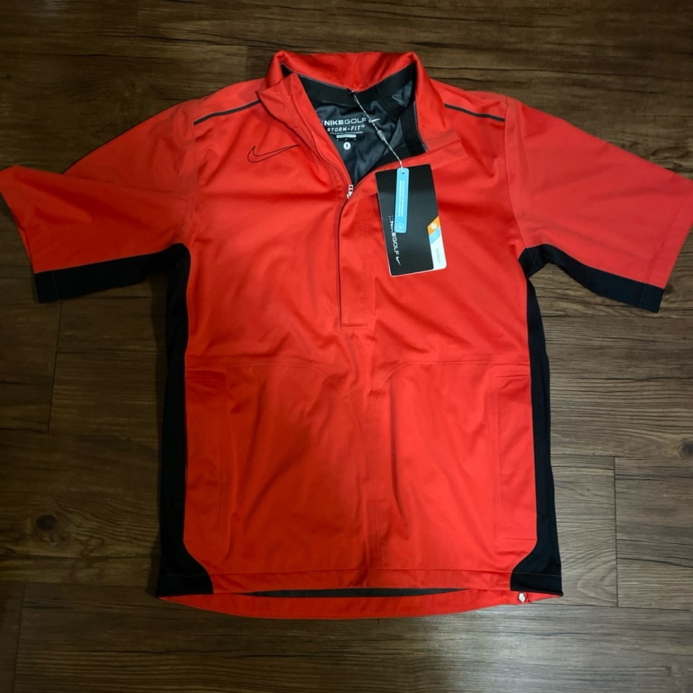Nike GOLF Storm Fit red 1/4 Zip Pullover short sleeve Jacket Mens size small NWT